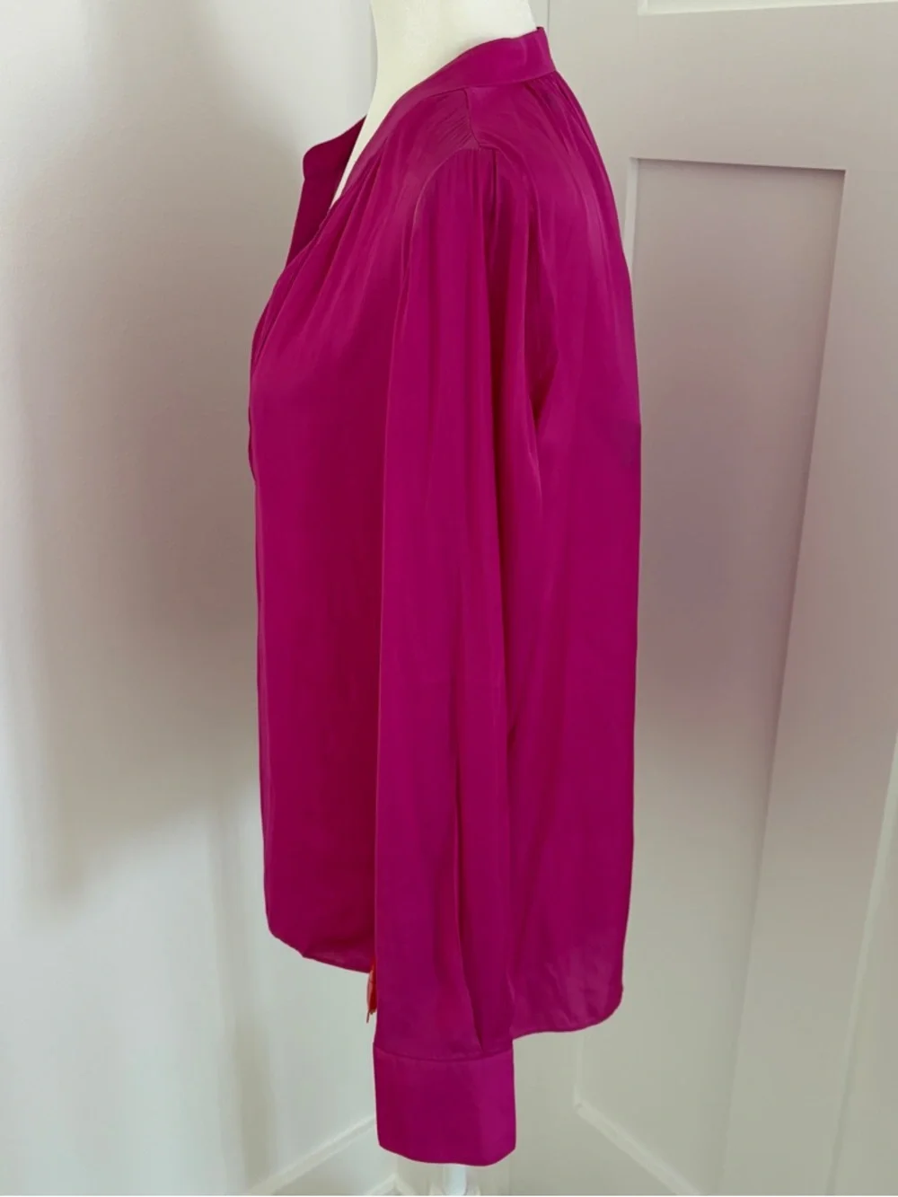 Zadig & Voltaire Tink Satin Blouse Pink Fuchsia Long Sleeve Top Womens S NWT - Picture 2 of 6